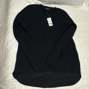 NWT Banana Republic black cotton knit womens sweater with polyester back Sz Med.